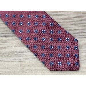 Brooks Brothers Makers and Merchants Tie Necktie 100% Silk Pink Blue‎ Floral Dot